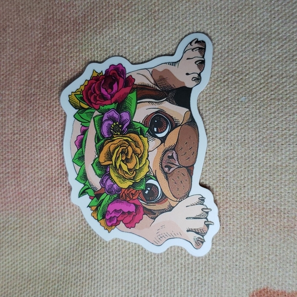 (J) Floral Pug Dog Sticker Doggie Dog Mom Puppy - Picture 5 of 5